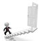 3D businessman, door, steps