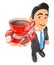 3D Businessman drinking a cup of coffee with milk