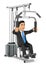 3D Businessman exercising in a weight machine