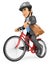 3D Businessman going to work by bike