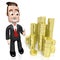 3D businessman, golden coins