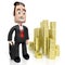 3D businessman, golden coins