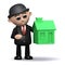 3d Businessman with a green house