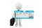 3d businessman hold Airline boarding pass ticket