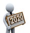 3d businessman holding 2020 board