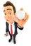 3d businessman holding golf ball