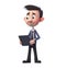 3D Businessman holding tablet. cartoon character cute smiling Businessman