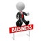 3D businessman jumping over an obstacle, business concept