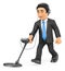 3D Businessman with a metal detector