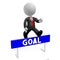 3D businessman, obstacle, goal concept