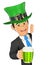 3D Businessman pointing aside with Saint Patrick day hat and a b