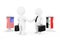 3d Businessman or Politicians Characters Shaking Hands near Tribunes with Syria and USA Flags. 3d Rendering