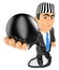 3D Businessman with prisoner ball. Corrupt politician