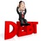 3D businessman, red word - debt