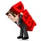 3D businessman, red word - debt