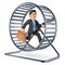 3D Businessman running on a hamster wheel