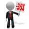 3D businessman, sale concept -35%