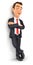 3d businessman standing against wall