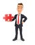 3d businessman standing with a piece of puzzle