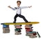 3d businessman surfing books