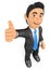 3D Businessman with thumb up. Success