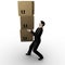 3d businessman transfer packed cardboard boxes