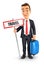 3d businessman travel concept and holding roadsign