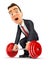 3d businessman trying to lift heavy weight