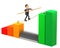 3d businessman walking on tightrope