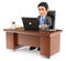 3D Businessman working in the office with his laptop