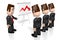 3D businessmen, presentation board - crisis chart