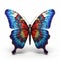 3d Butterfly Sculpture: Vibrant Polychrome Art On White Background