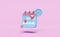 3d calendar with clock, chat bubbles icons, marked date, notification bell  isolated on pink background. schedule appointment
