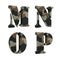 3D camouflage alphabet - letters M-P