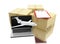 3d Carboard boxes with laptop, airplane and checklist