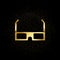3d cardboard glasses gold icon. Vector illustration of golden particle background