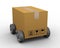 3d cardboard parcel box on wheel