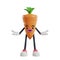 3d carrot character posing talking with open hand