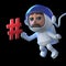 3d Cartoon astronaut character floats in space with a hash tag symbol