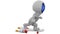 3D Cartoon Astronaut Running with Skateboard