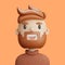 3D cartoon avatar of smiling  bearded man