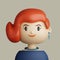 3D cartoon avatar of smiling red haired young woman