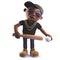 3d cartoon black African American hiphop rapper in 3d with baseball bat and ball