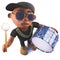 3d cartoon black African hiphop artist character beating a bass drum