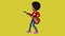 3D cartoon black teenage girl playing guitar (with alpha channel included