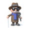 3d Cartoon blind man character sings into the microphone