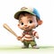 3d Cartoon Boy Character Zac Iiz With Baseball Bat