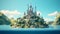 3d Cartoon Castle On Lake: Playful Storytelling In Jessica Rossier Style