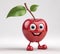 A 3d cartoon character apple fruit on floor on the white background, looking cute, adorable and joyful