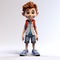 3d Cartoon Character Boy With Backpack And Blue Sneakers